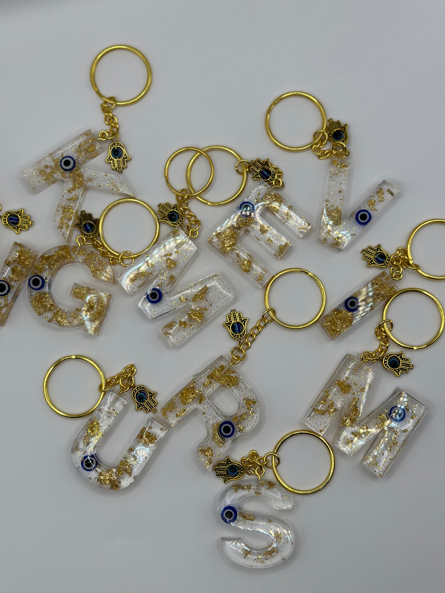 REIKI INFUSED PROTECTION KEYCHAINS Gold & White